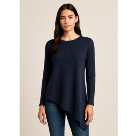 Joie Navy Blue Wool Cashmere Tunic Sweater Asymmetrical Hem Sz Xs Long Sleeve - Picture 1 of 8